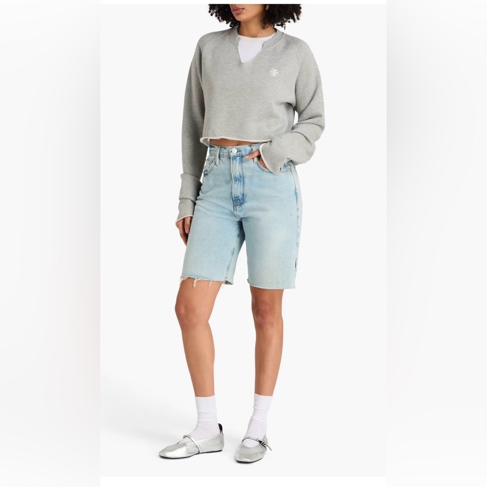 Eterne Gray Cropped Raw-Hem Sweatshirt - Picture 2 of 7
